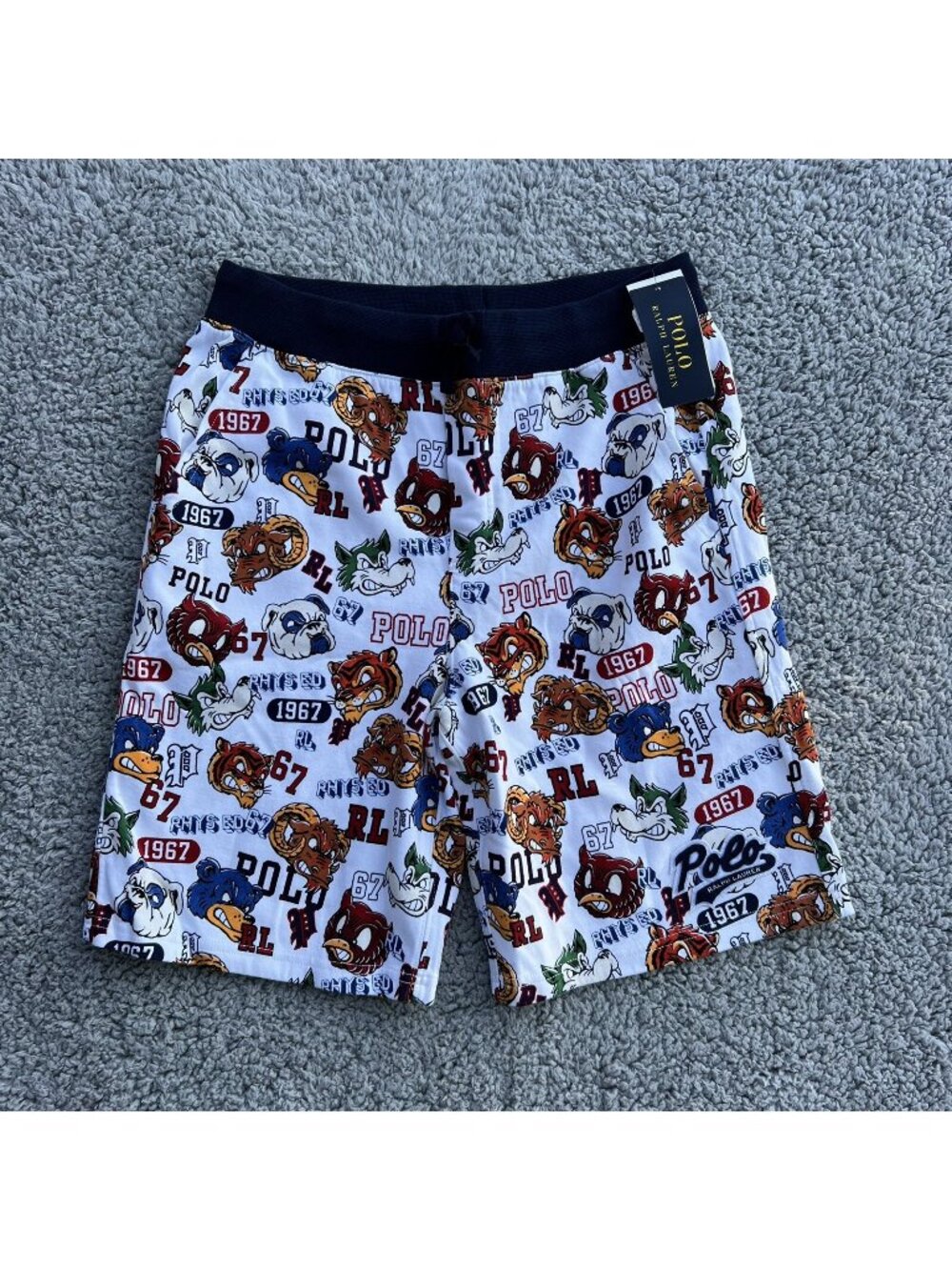 Polo Ralph Lauren Pennant Print Fleece Shorts Multicolor Boys Large 18-20